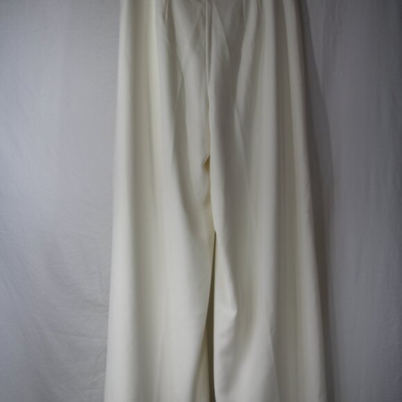 Ann Taylor Women's Cream Wide Leg Pants Size 8 Side Zip Trousers Business Casual - Picture 6 of 16